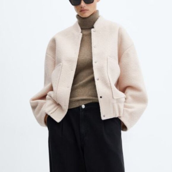 Mango Oversized Bomber Jacket, Size S, Ecru - Picture 1 of 2